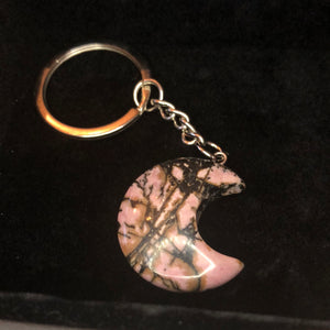 Rhodonite Crescent Moon Keychain