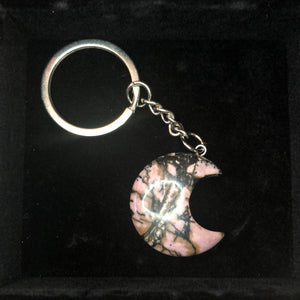 Rhodonite Crescent Moon Keychain