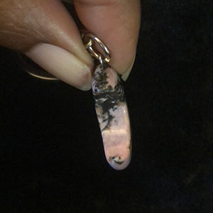 Rhodonite Crescent Moon Keychain