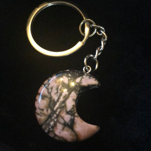 Rhodonite Crescent Moon Keychain