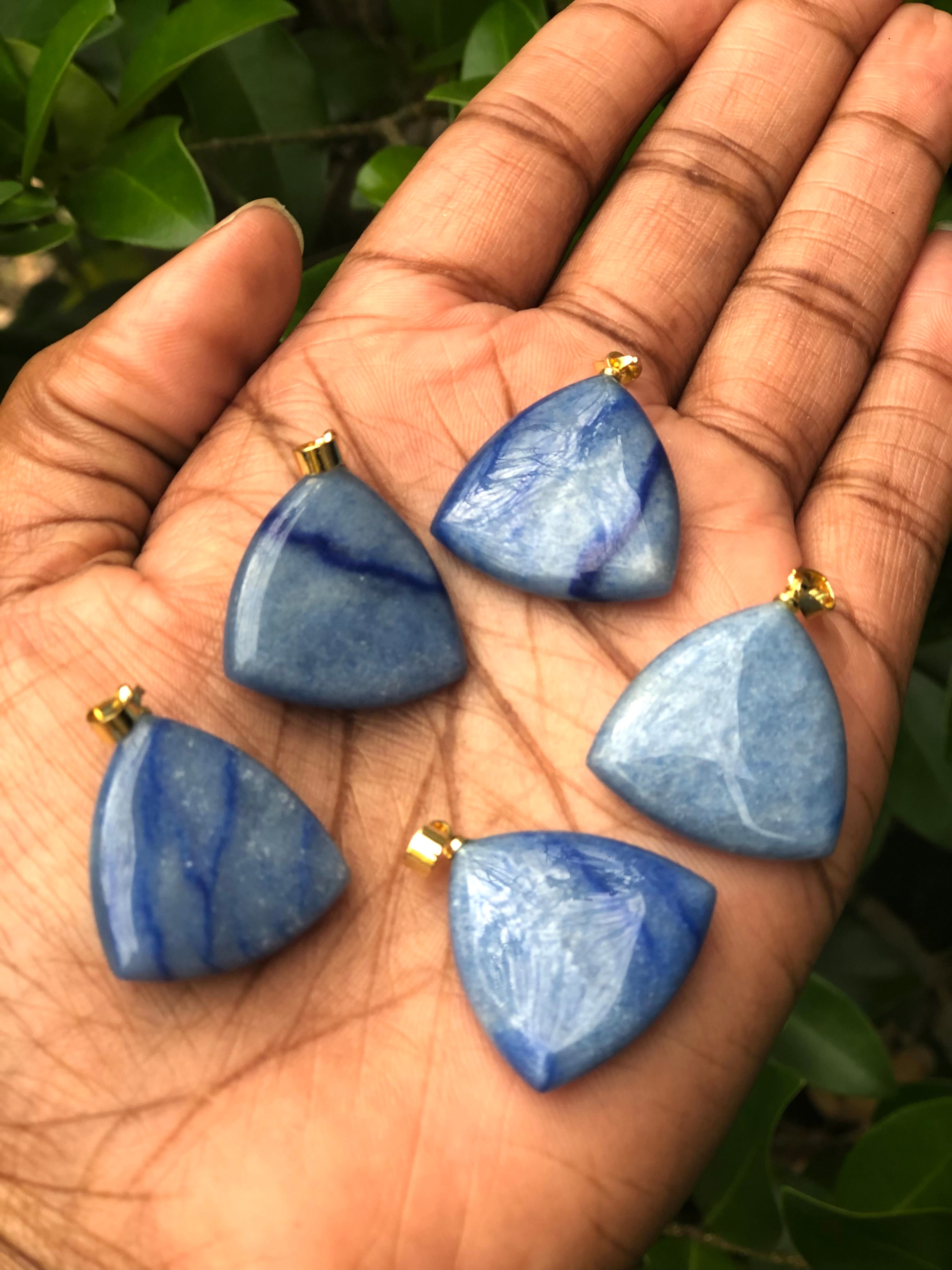 Blue Aventurine Triangle Pendants